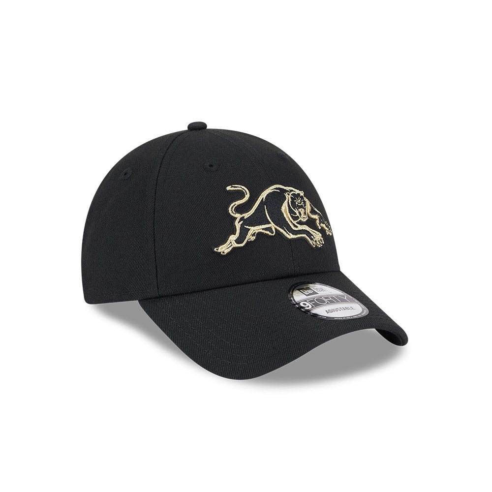 Penrith Panthers Hat - NRL 2025 Black Gold 9forty Snapback Cap - New Era